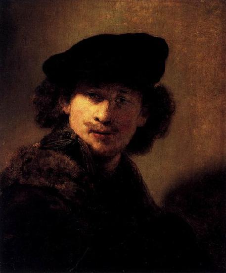 Rembrandt Peale Self portrait with Velvet Beret and Furred Mantel oil painting picture